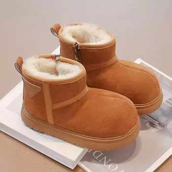 Children s Snow Boots With Plush And Thickened Girls Snow Cotton New Shoes Boys Large Cotton Shoes Waterproof 28 коричневый