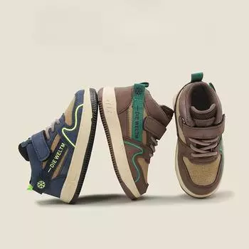 Children s Sports Shoes 2025 Spring and Autumn Girls High Top Casual Shoes Boys Soft Soled Board Shoes 21 королевский синий