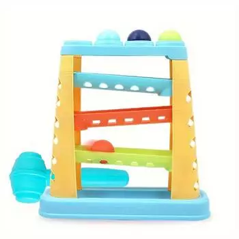 Children s Track Educational Knock-on Ball Fun Multi-layer Building Hammer Creative Track Slide Knock-on Educational Toy