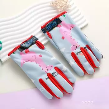 Children s Warm Gloves Outdoor Cycling and Playing with Snow Thickened Cartoon Windproof Plus Velvet Waterproof and Anti Slip Winter Cold Proof Gloves average size