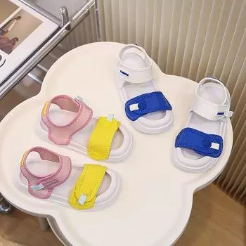 Children Summer Beach Shoes Toes Capped Boys Girls Fashion Sandals for Vacation Kids Mixed Color Versatile Flat Shoes Soft Sole 26 розовый