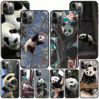 Chinese Bear Panda Case for Apple iPhone 14 11 13 12 Pro Max XR 7 8 + SE 2020 XS 6 6s Plus 5 5s Black Silicone Phone Cover Coque iPhone 5 5s SE