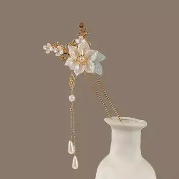 Chinese Style Flower Hair Stick Handmade Vintage Butterfly Hairpin Hair Clips Alloy Hanfu Hair Bun for Hanfu Party