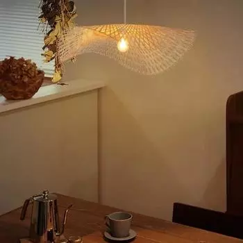 Chinese Style Handmade Rattan Pendant Ceiling Lamp for Dining Room Bedroom Vintage Restaurant Hanging Chandelier Lighting Decor NO Bulb
