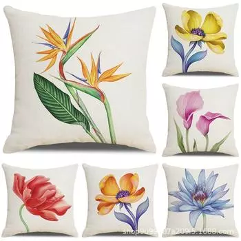 Chinese Style Tropical Plant Throw Pillow Cover Home Furnishings Office Lumbar Cushion Pillow Cover Does Not Include Pillow Core 45*45cm