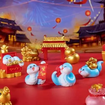 Chinese Zodiac Snake Figurines New Year Gifts Miniatures Cute Green Snake Snake Statue 2025 New Year Car Home Desktop Decor As picture