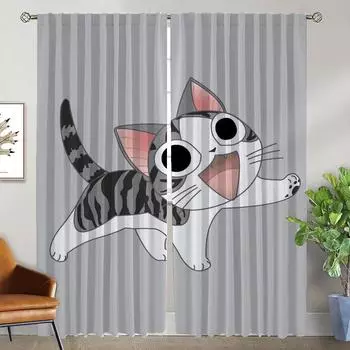 Chis Sweet Home Shades Home Interior Curtains for Living Room Tulle for Bedroom Blackout Curtain Partition Halloween Decoration W50xH70cmx2pcs-CL