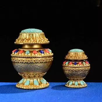 Чистая латунь Мани Тибетский подарок украшения Фэн-шуй аксессуары гостиная рабочий стол домашний декор жертвоприношение молитва о благоприятности 3x4.2CM