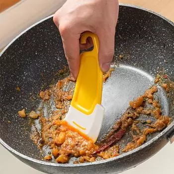 Чистящая силиконовая лопаточка, кухонный скребок, мягкое лезвие, скребок, щетка, грязная кастрюля, кастрюля, инструменты для чистки посуды, силиконовая кухонная утварь 1pcs жёлтый
