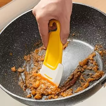 Чистящая силиконовая лопаточка, кухонный скребок, мягкое лезвие, скребок, щетка, грязная кастрюля, кастрюля, инструменты для чистки посуды, силиконовая кухонная утварь 1 pc жёлтый