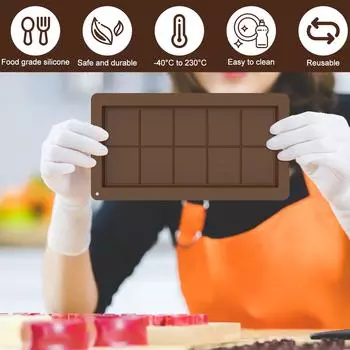 Chocolates Bar Molds Large Silicone Chocolates Bar Molds Reusable Snap Bars Making Set Non-stick Break Apart Candy Bar Molds