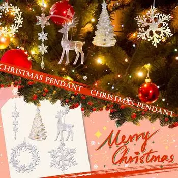 Christmas Acrylic Crystal Snowflake Ornaments Acrylic Snowflake Christmas Tree Pendants Suitable For Christmas And Winter DIY Decoration One Size