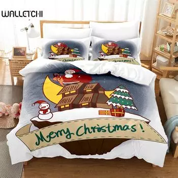 Christmas Bedding Set, 3Pcs Duvet Cover Set, Soft Comfortable Breathable Duvet Cover, For Bedroom Guest Room Decor EU single(135x200cm)