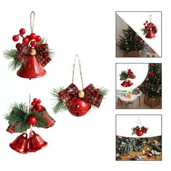 Christmas Bow with Bell Door Hanger Small with Rope Bowknot Shatterproof