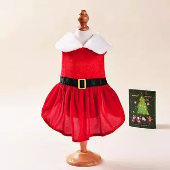 Christmas Cat Clothes Kitten Cosplay Princess Skirt For Small Medium Dogs Cats Soft Cozy Pet Dresses Yorkshire Schnauzer Costume S красный