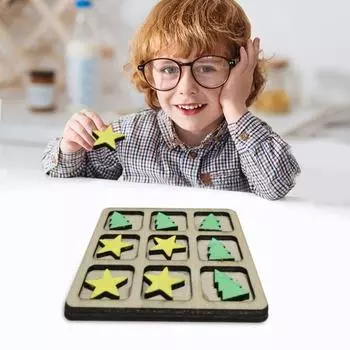 Christmas Chess Board Game with 5 Trees 4 Stars Logic Thinking Training 2 Players Kids Adults Educational Mini Chessboard Toy A