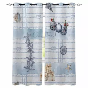 Christmas Conch Gift Blackout Curtains For Living Room Bedroom Window Treatment Blinds Drapes W135 x H60cm