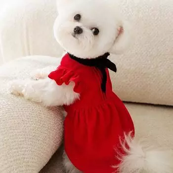 Christmas Costume Dress and Shirt Set for Pet Dog Luxury Dog Clothes Chihuahua Clothing Puppy Skirt Pet Apparel Dog Bow Dress XS