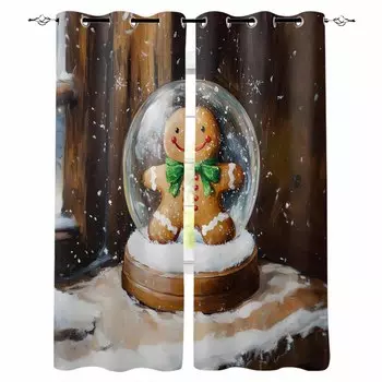 Christmas Crystal Ball Blackout Curtains For Living Room Bedroom Window Treatment Blinds Drapes Kitchen Curtains W135 x H60cm