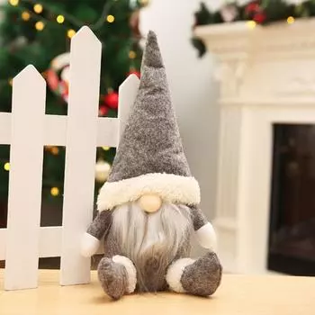 Christmas Dcor Santa Doll Santa Claus Doll Santa Plush Doll Table Decor Faceless Doll Ornament Faceless Santa Claus Doll серый