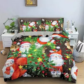 Christmas Decoration Bedding Set Luxury Soft Duvet Cover Set 3D Christmas Printed Quilt Cover King Queen Twin Size Home Textile 70x133cm 2pcs