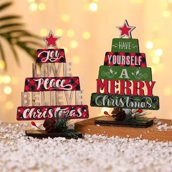 Christmas Decorations Christmas Tree Shapes English Letters Table Decorations Party Party Decorations красный