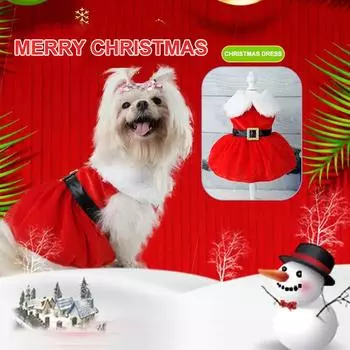 Christmas Dog Dresses For Small Dogs Clothes Summer Puppy Cat Dog Pet Dress Dress Princess Cosp D9Y4 Belt-L