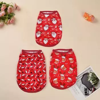 Christmas Dog Vest Clothes For Small Medium Dogs Cats Summer Breathable Puppy Festival Clothing French Bulldog Beagle T-shirt XS
