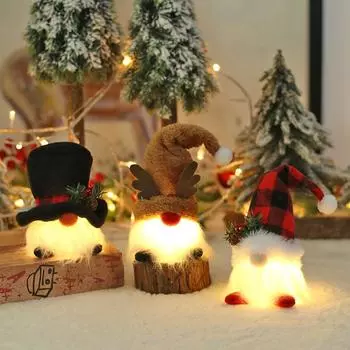 Christmas Doll Elf Gnome with Led Light Faceless Old Desktop Christmas Decorations for Home Xmas 2025 New Year Children s Gifts
