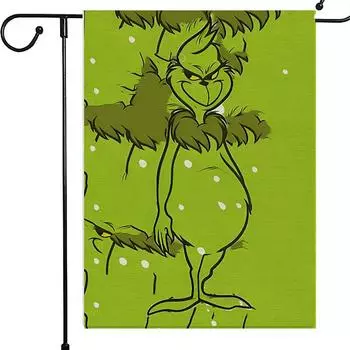 Christmas Garden Flag Green Furry Hanging Flag Outdoor Flag One Size