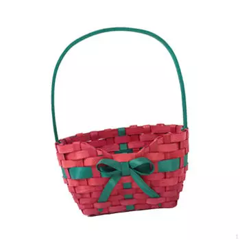 Christmas Gift Basket Bowknot Flower Candy Storage Collectible Woven for Banquet Red Quantity 1
