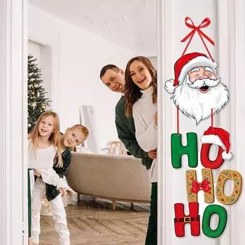 Christmas Hanging Ornament Xmas Tree Pendant Christmas Door Decoration Paper Santa Claus faceless doll Welcome Sign Pendant