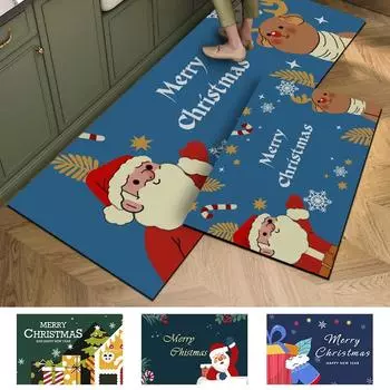Christmas Kitchen Mats Anti-slip Floor Mats Living Room Bathroom Rugs Christmas Entrance Welcome Doormats Merry Christmas Decor S 40x60cm