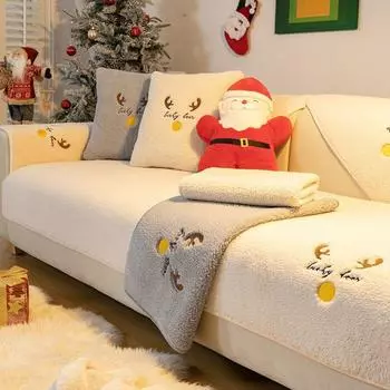 Christmas Non-slip Sofa Cover Protector Chaise Four Season Universal Stretch Corner Sofa Cushion Towel 1/2/3/4-seater 70x70