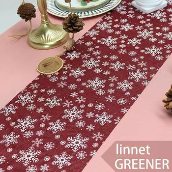 Christmas offset printing snowflake polyester imitation linen holiday dinner party decoration table flag 28x275