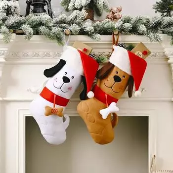 Christmas Ornaments,Christmas Stockings,Candy Bags,Creative Dog Bone Gift Socks,Christmas Socks Gift, Xmas Presents For Children 40x20cm