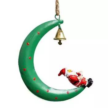 Christmas Pendant Moon Shape Design Christmas Elements Snowman Santa Claus Elk Hanging Pendant Holiday Atmosphere Ornament Santa Claus