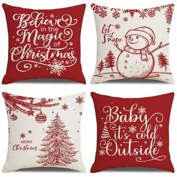 Christmas pillow case Nordic cushion linen print home bedside pillow does not include pillow core 45*45cm