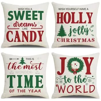Christmas pillowcase letter simple linen pillowcase home decoration cushion cover does not include pillow core 45*45cm