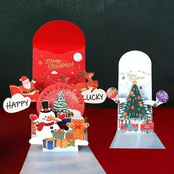 Christmas Red Envelope New Year Xmas Tree Snowman 3D Exquisite Red Packets Party Gift Bag Navidad Decoration 17X8cm