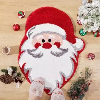 Christmas Rugs for Living Room Kitchen Area Rugs Non-Slip Fluffy Fuzzy Shag Shaggy Soft Plush Carpet Indoor Floor Rug Mat Santa