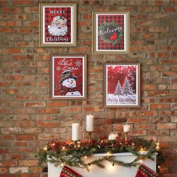 Christmas Santa Claus Poster Painting Christmas Decor For Home 2024 Xmas Tree Snowman Banner Navidad Natal New Year Gifts 2025