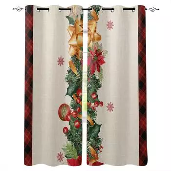 Christmas Snowflake Lamp Ball Blackout Curtains for Children Kids Home Decor Bedroom Living Room High Shading Window Curtains W135 x H60cm