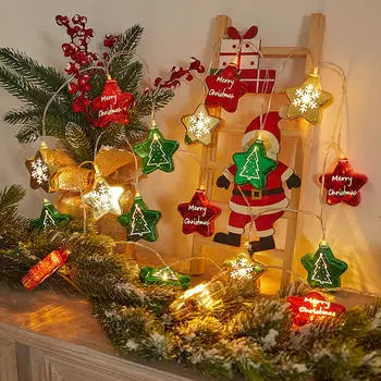 Christmas Star Lights USB Outside Hanging for Fireplace Backyard Room