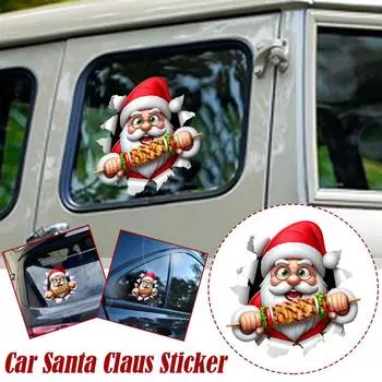 Christmas Stickers, 3d Self-adhesive Santa Glass Window And Window Metal Stickers Christmas On Surfaces Stickers Glass U8b5