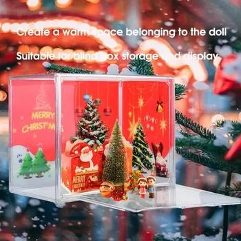 Christmas Storage Box Acrylic Transparent Blind Box Toy Storage Display Box Storage Box Jewelry Makeup Organizer Home Storage красный