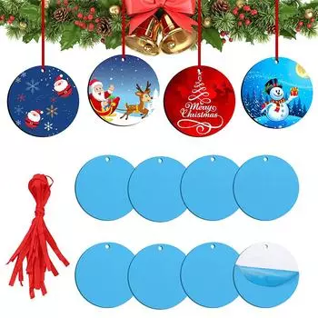 Christmas Sublimation Ornament with Red String Double Sides Sublimation Ornament Blanks Round Light Weight Sublimation Blanks