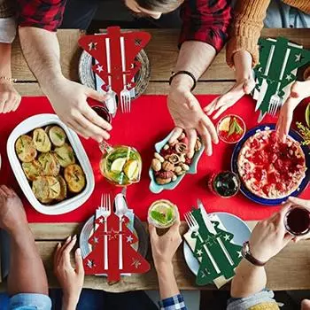 Christmas Tree Cutlery Holders Felt Fork Knife Pocket Tableware Decoration Holder Bags Xmas New Year Party Dinner Table Decor