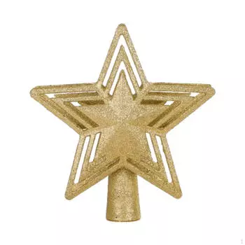 Christmas Tree Lighted Topper EU Plug Hollowed Star for Hotel золотой