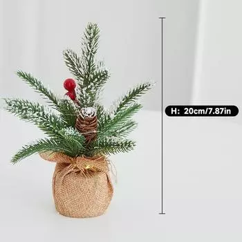 Christmas Tree Mini Tabletop Ornament Flocking Snow PE Tree Festive Scene Ornament Christmas Tree